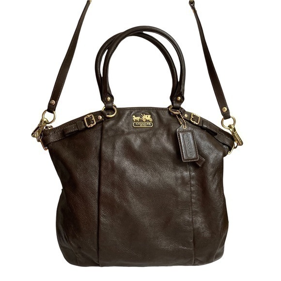 Coach Handbags - Coach brown leather Madison two way satchel bag